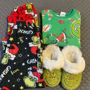 Grinch Pajama Set with Slippers